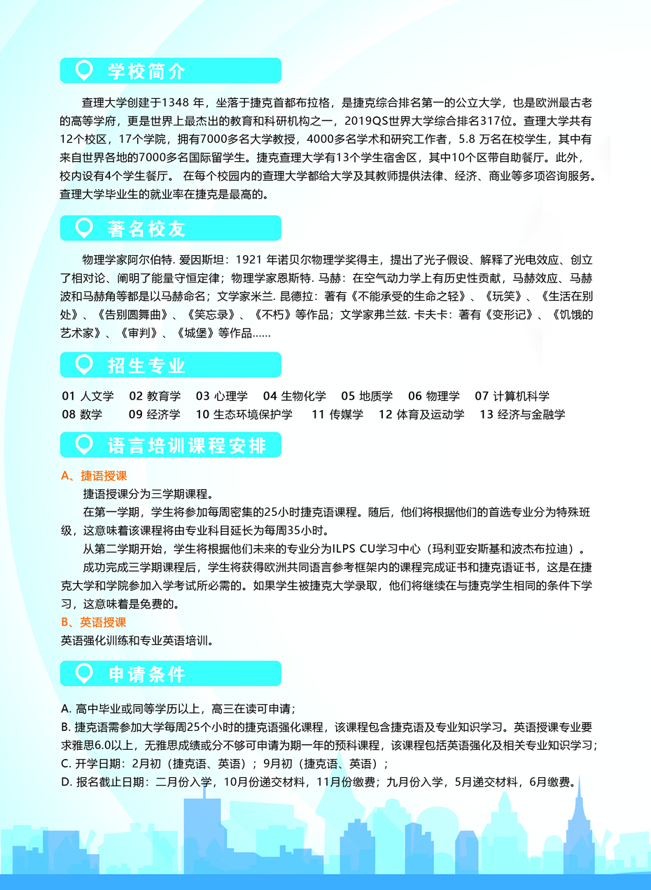 祝贺孙同学、齐同学喜获捷克查理大学语言与职业培训学院offer！